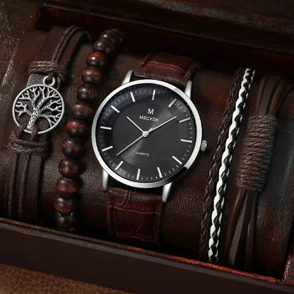 Mens Watch Business Gift Bracelet Necklace Watch Set